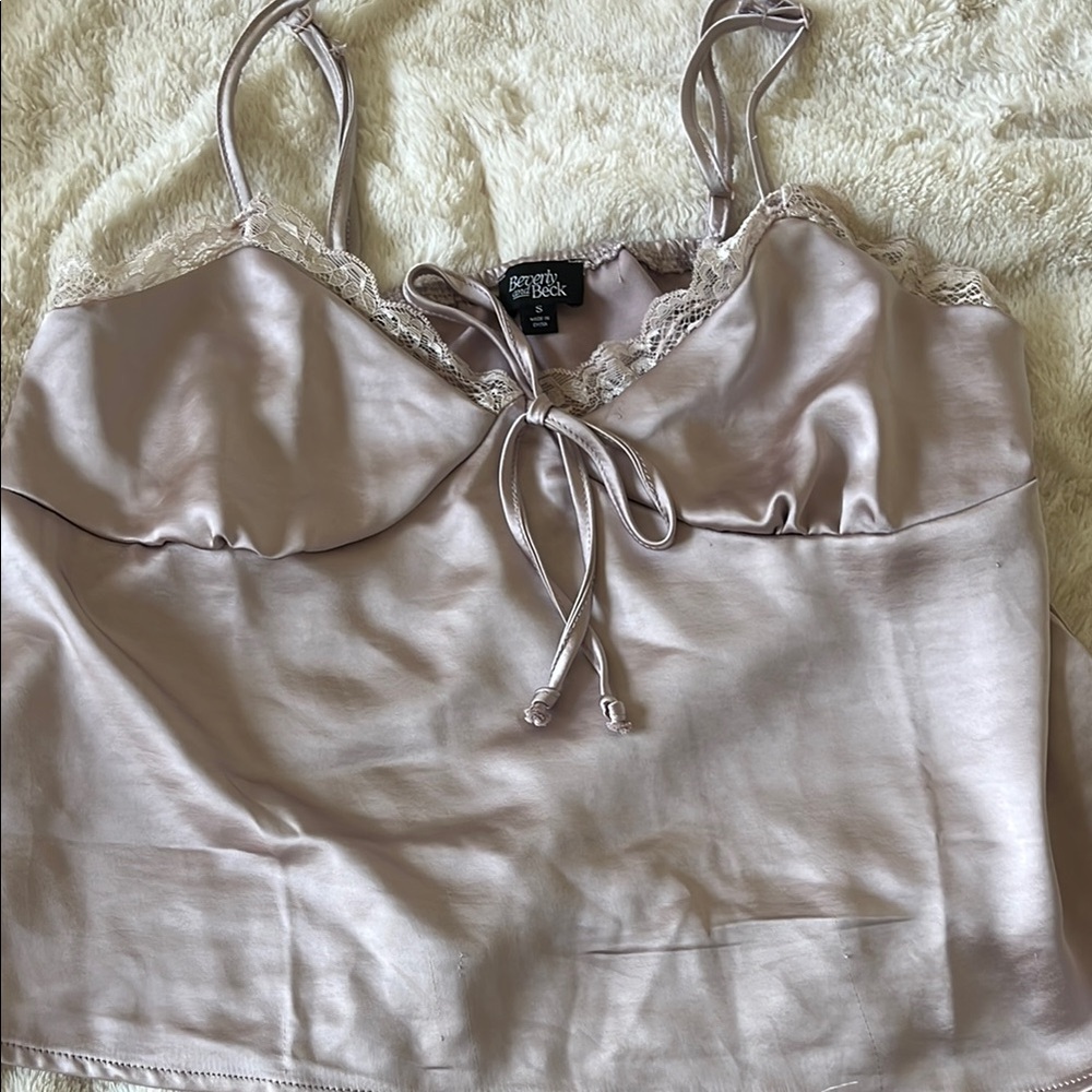 Elegant Satin Lace Trim Top